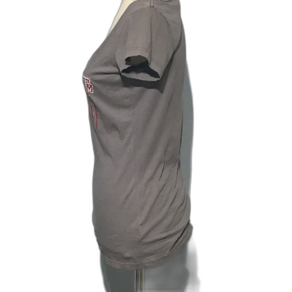 Texas A&M Aggies V-Neck Tee Gray Pink Women's Medium - Picture 2 of 7